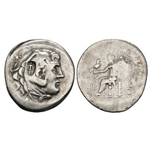 Ancient Greek Coins - Macedonia - Alexander III (the Great) - Countermarked Zeus AR Tetradrachm