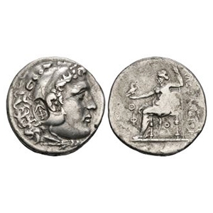 Ancient Greek Coins - Macedonia - Alexander III (the Great) - Countermarked Zeus AR Tetradrachm