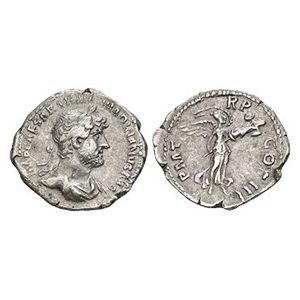 Ancient Roman Imperial Coins - Hadrian - Victory AR Denarius