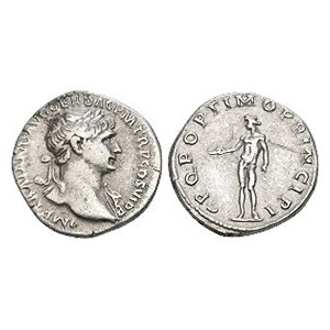 Ancient Roman Imperial Coins - Trajan - Genius AR Denarius
