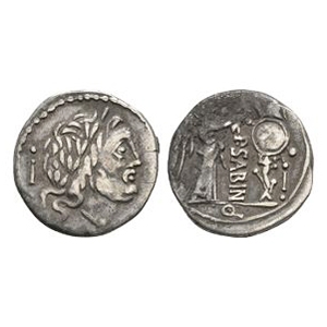 Ancient Roman Republican Coins - P Vettius Sabinus - Victory AR Quinarius