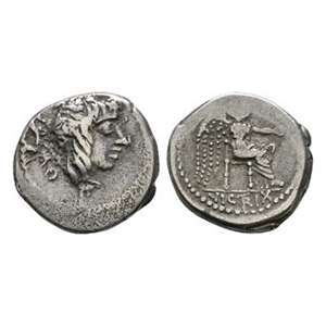 Ancient Roman Republican Coins - M Porcius Cato - Victory AR Quinarius