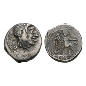 Ancient Roman Republican Coins - M Portius Cato - Victory AR Quinarius