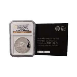 English Milled Coins - Elizabeth II - 2015 - RM Churchill Anniversary Proof Silver £5 [no.514]