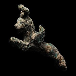 Western Asiatic Bronze Leaping Horned and Winged Lion