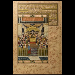 Framed Watercolour Court Scene Painting