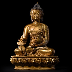 Sino-Tibetan Gilt Bronze Seated Buddha