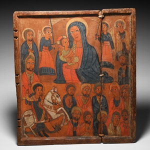 Icon of the Virgin and Child Surmounted by Saints
