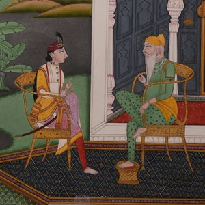 Indian Sikh School Painting of Maharaja Ranjit Singh with Hira Singh