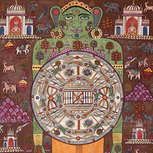 Very Large Jain Cosmic Man - Lokaturasha Painting on Cloth