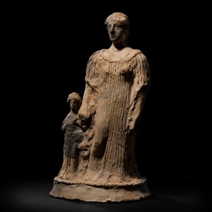 Terracotta Goddess with Worshipper