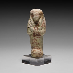 Glazed Shabti for the Gods Father of Amun Bak-(en)-Khonsu