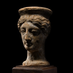 Terracotta Head of a Female Wearing Polos