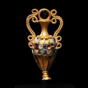 Hellenistic Gold Inlaid Amphora Pendant