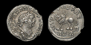 Roman Carausius - Virtus Radiate Lion Denarius