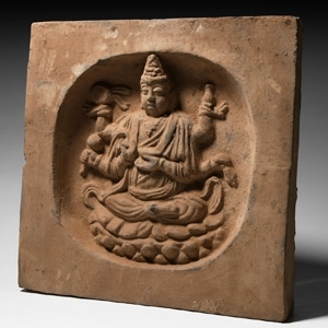 Chinese Song Ceramic Tile with Six-Armed Deity