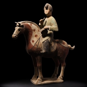 Chinese Tang Ceramic Horse with Musician