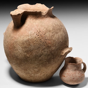 Bronze Age Ceramic Ritual Vessel with Cup