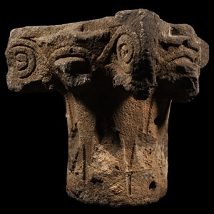 Large Medieval Crusader Period Carved Basalt Capital