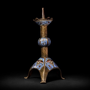 Enamelled Bronze Candlestick
