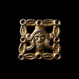 Khazar Silver-Gilt Sword Belt Mount with Warrior