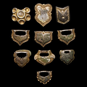 Volga Silver-Gilt Sword Belt Mount Group