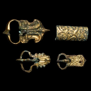 Khazar Gilt Sword Belt Buckle and Mount Group