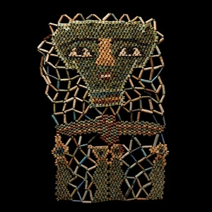Egyptian Beaded Mummy Face Mask with Sons of Horus