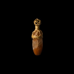 Western Asiatic Gold Pendant with Carnelian Bead