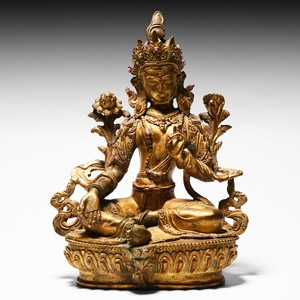 Sino-Tibetan Gilt Bronze Arya Tara Figure