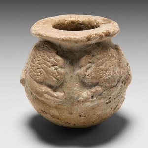 Neo-Sumerian Alabaster Kohl Pot with Lions