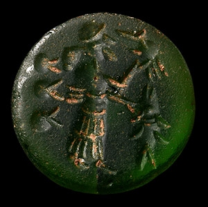 Western Asiatic Glass Stamp Seal with Master of Animals