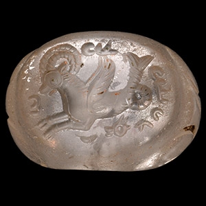 Sassanian Stamp Seal with Capricorn and Inscription