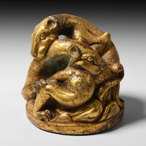 Chinese Han Style Gilt Scroll Weight