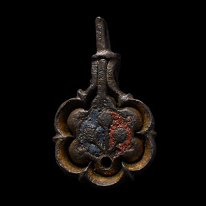 Medieval Gilt Bronze Knights Heraldic Horse Harness Pendant with Thistle