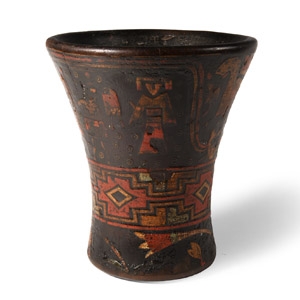 Pre-Columbian Late Inca Polychrome Wooden Kero