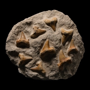 Natural History - Otodus Fossil Sharks Teeth in Large Matrix