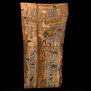 Wooden Coffin Panel with Anubis