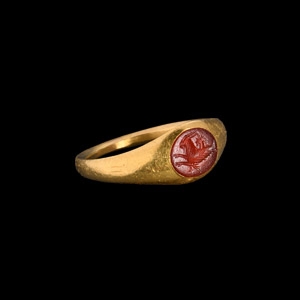 Gold Ring with Capricorn Intaglio