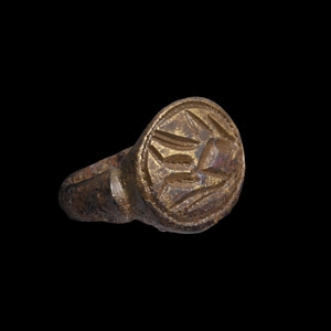 Late Roman Ring with Man Catching Fish
