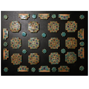 Western Asiatic Glazed Ceramic Tile Group with Stars