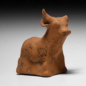 Greek Terracotta Bull Statuette