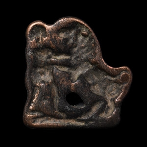 Central Asian Seal Pendant with Lion Attacking a Standing Figure