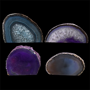Natural History - Cut and Polished Agate Crystal Geode Section Group
