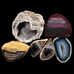 Natural History - Cut and Polished Agate Crystal Geode Section Group