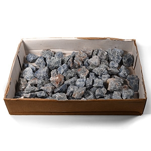 Natural History - Box of Medium Blue Calcite Mineral Specimens