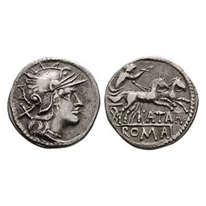 Celtic Iron Age Coins - Pinarius Natta - Celtic Copy AR Denarius