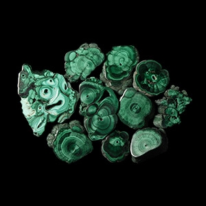 Natural History - Cut and Polished Malachite Mineral Specimen Group