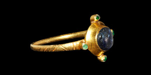 Medieval Gold Ring with Sapphire and Emeralds