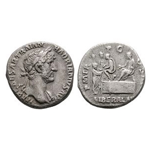 Ancient Roman Imperial Coins - Hadrian - Emperor Seated AR Denarius